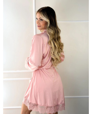 Camisola com Robe Manga Longa - Rosa