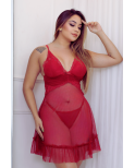 Camisola com bojo Sexy em Tule - Vermelho Camisola com bojo Sexy em Tule - Vermelho