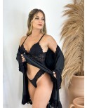 Camisola com Robe Manga Longa - Preto Camisola com Robe Manga Longa - Preto