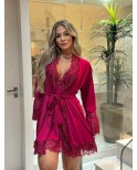 Camisola com Robe Manga Longa - Desejo Camisola com Robe Manga Longa - Desejo