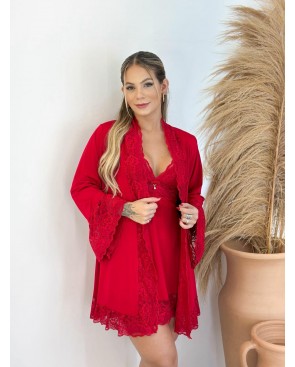 Conforto e Estilo: Camisola com Robe de Manga Longa para Noites Aconchegantes
