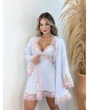 Conforto e Estilo: Camisola com Robe de Manga Longa para Noites Aconchegantes