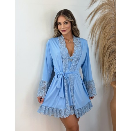 Conforto e Estilo: Camisola com Robe de Manga Longa para Noites Aconchegantes