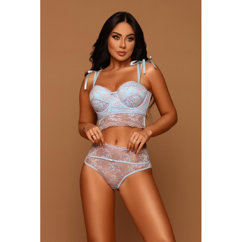 Conjunto Lingerie Cropped Rendado Bicolor Conjunto Lingerie Cropped Rendado Bicolor